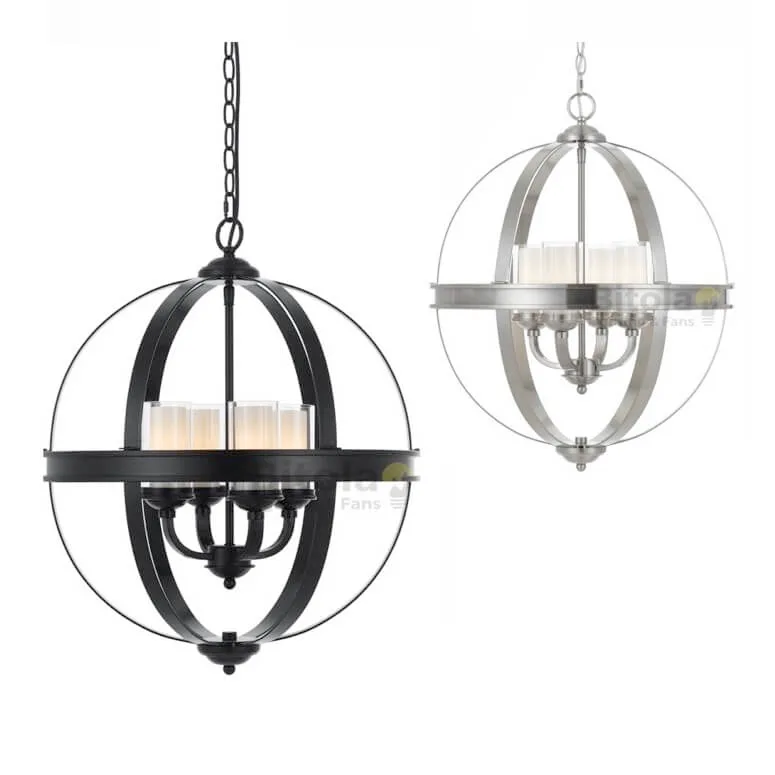 Telbix Bodum 4 Light Ceiling Pendants in Black or Nickel
