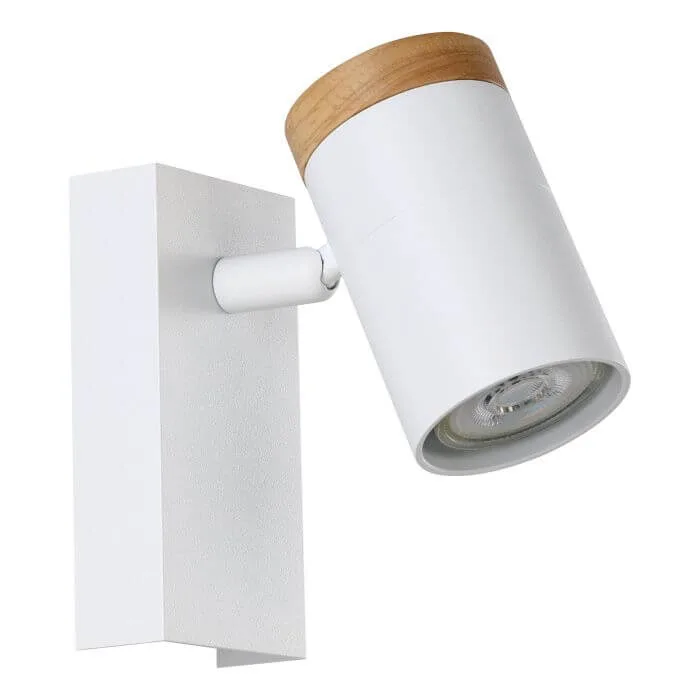 Eglo Cartagena 1 Light LED Spotlight in White / Wood