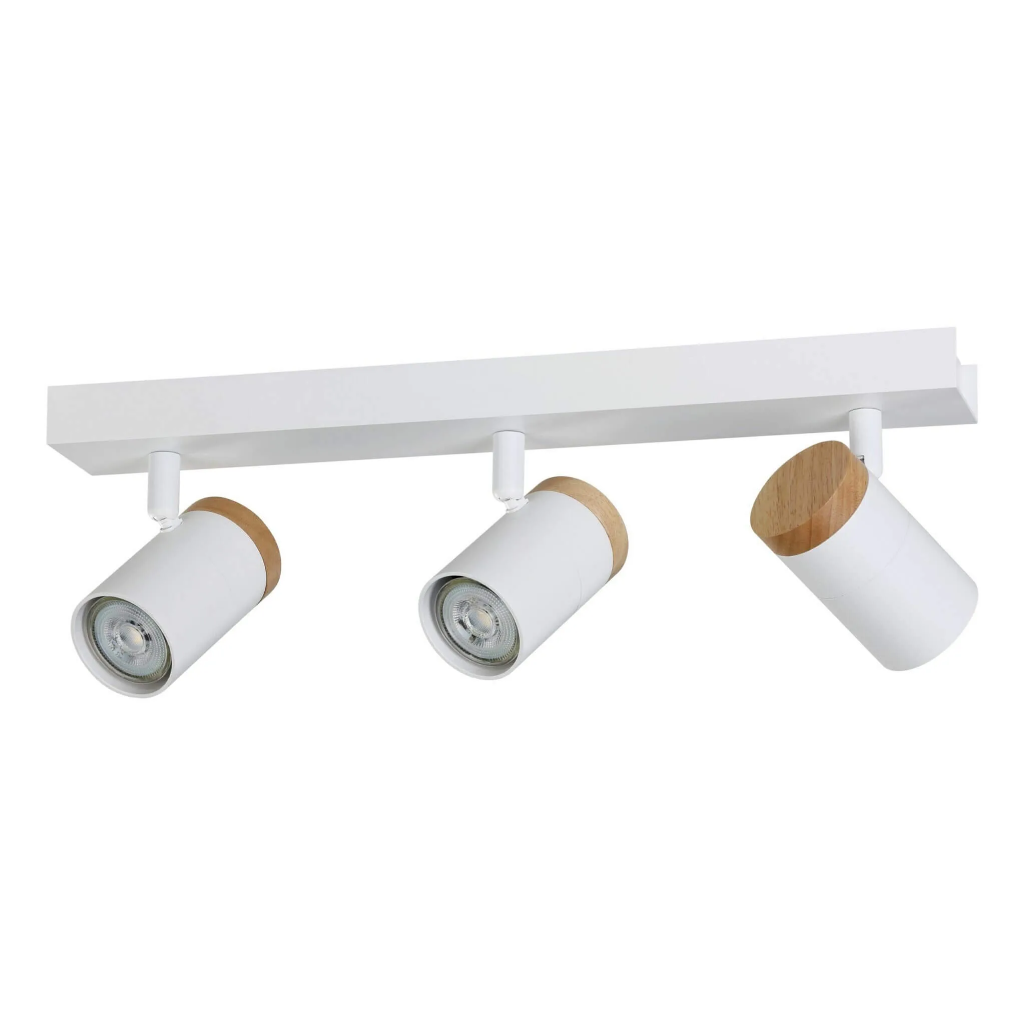 Eglo Cartagena 3 Light LED Bar Ceiling Spotlight in White / Wood - Track Style