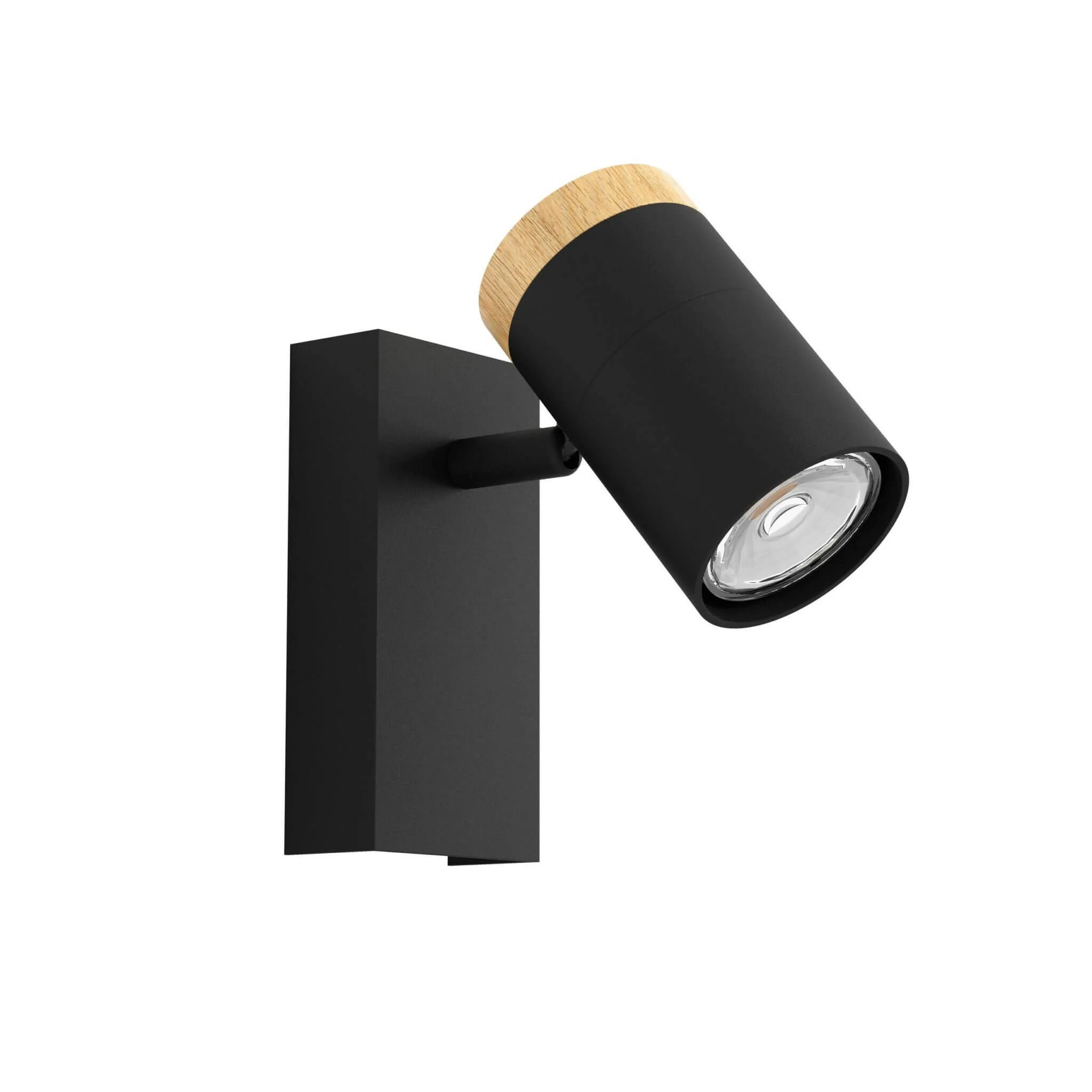 Eglo Cartagena 1 Light LED Spotlight in Black / Wood