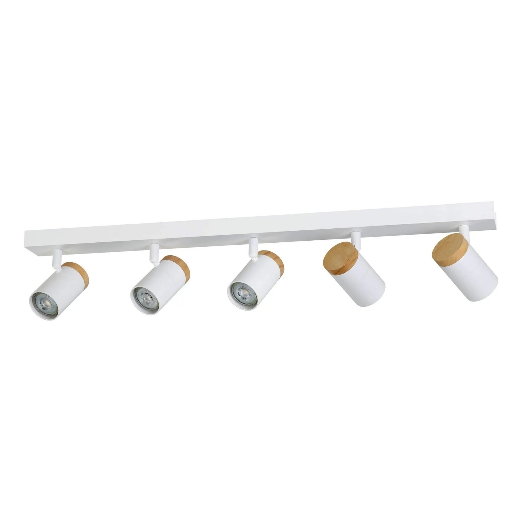 Eglo Cartagena 5 Light LED Bar Ceiling Spotlight in White / Wood - Track Style