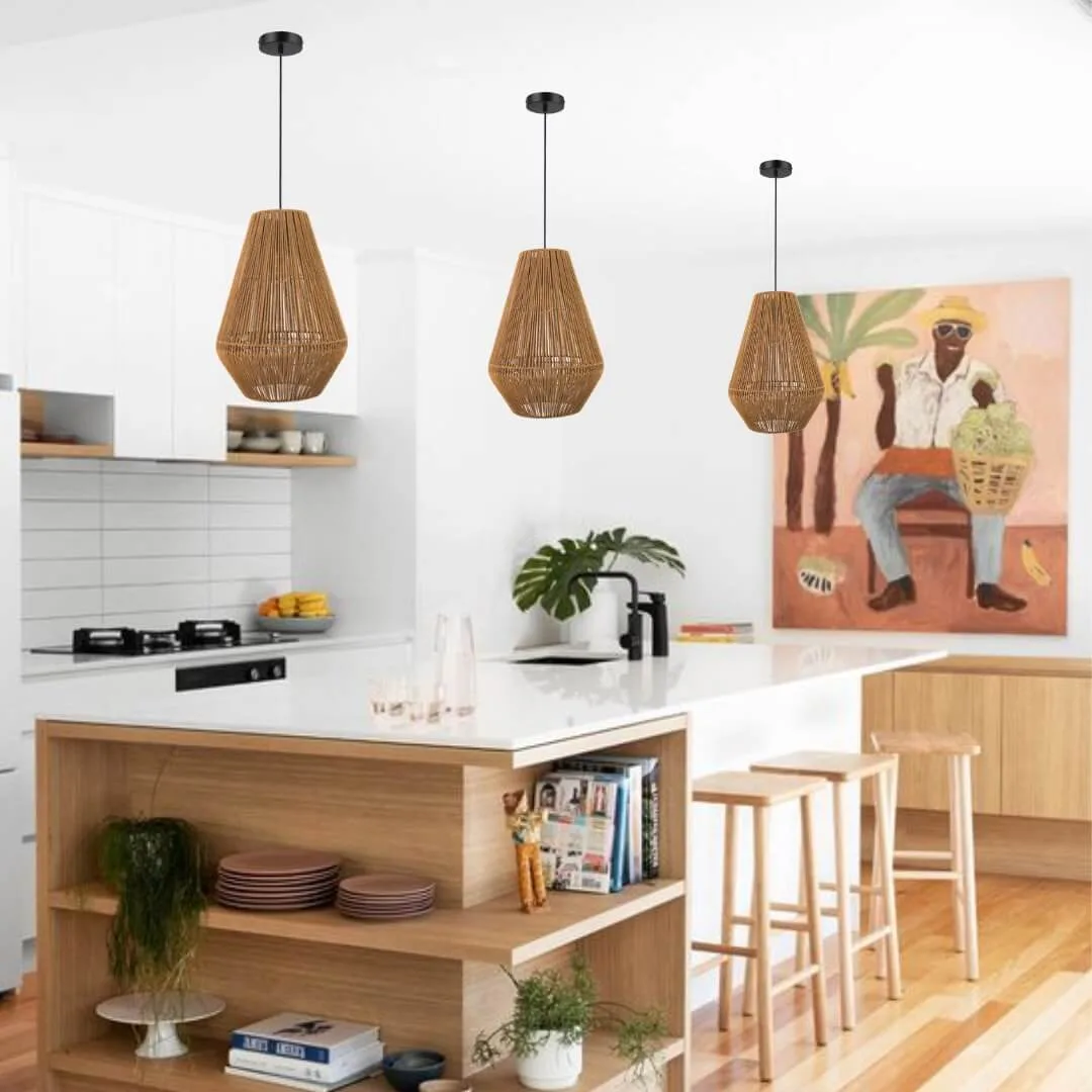 Domus Carter Medium 1 Light Ceiling Pendant in Black or Natural - Rope Design