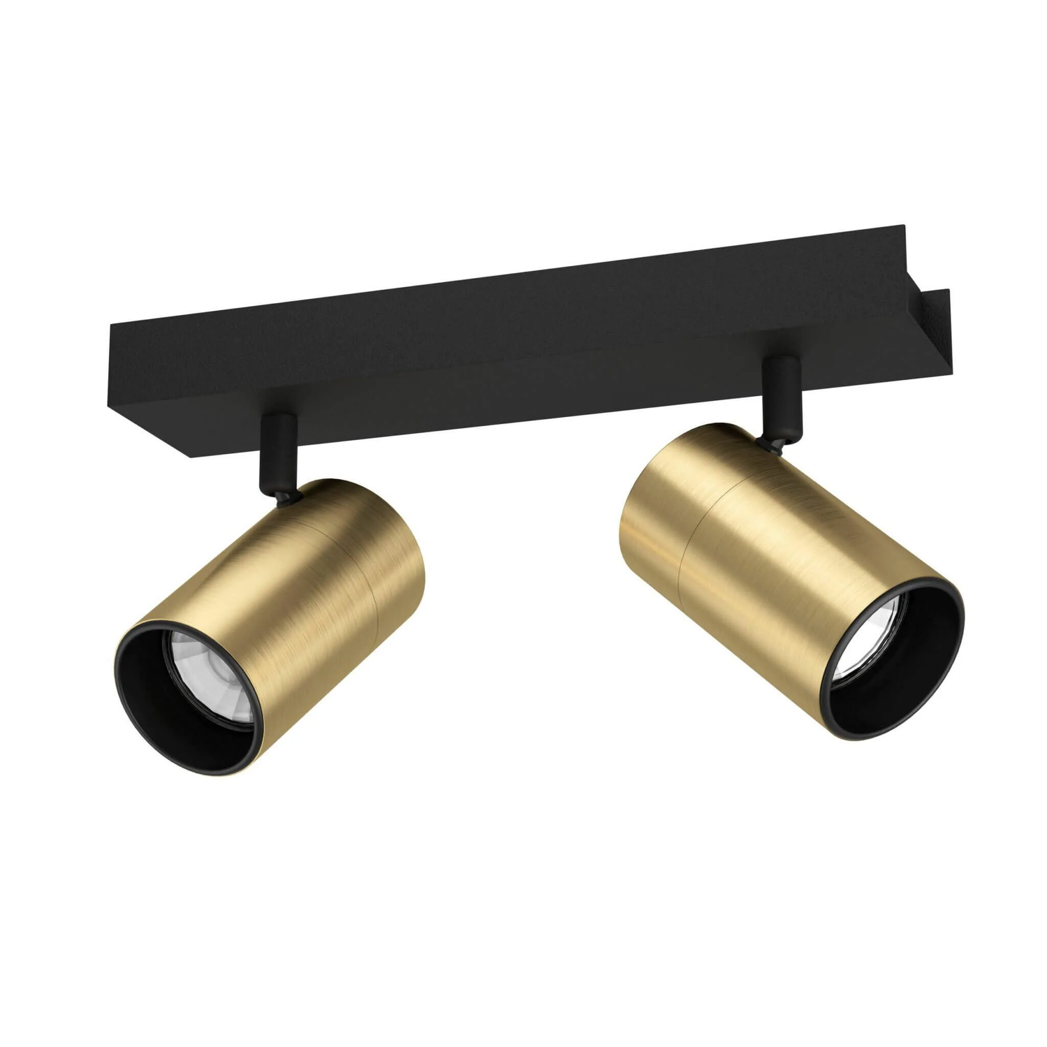 Eglo Cumaribo 2 Light LED Bar Ceiling Spotlight - Black with Brushed Brass