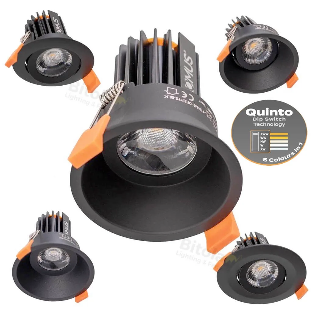 Domus Cell QUINTO 5 CCT 13w LED Downlight in Black - Fixed, Gimble Tilt