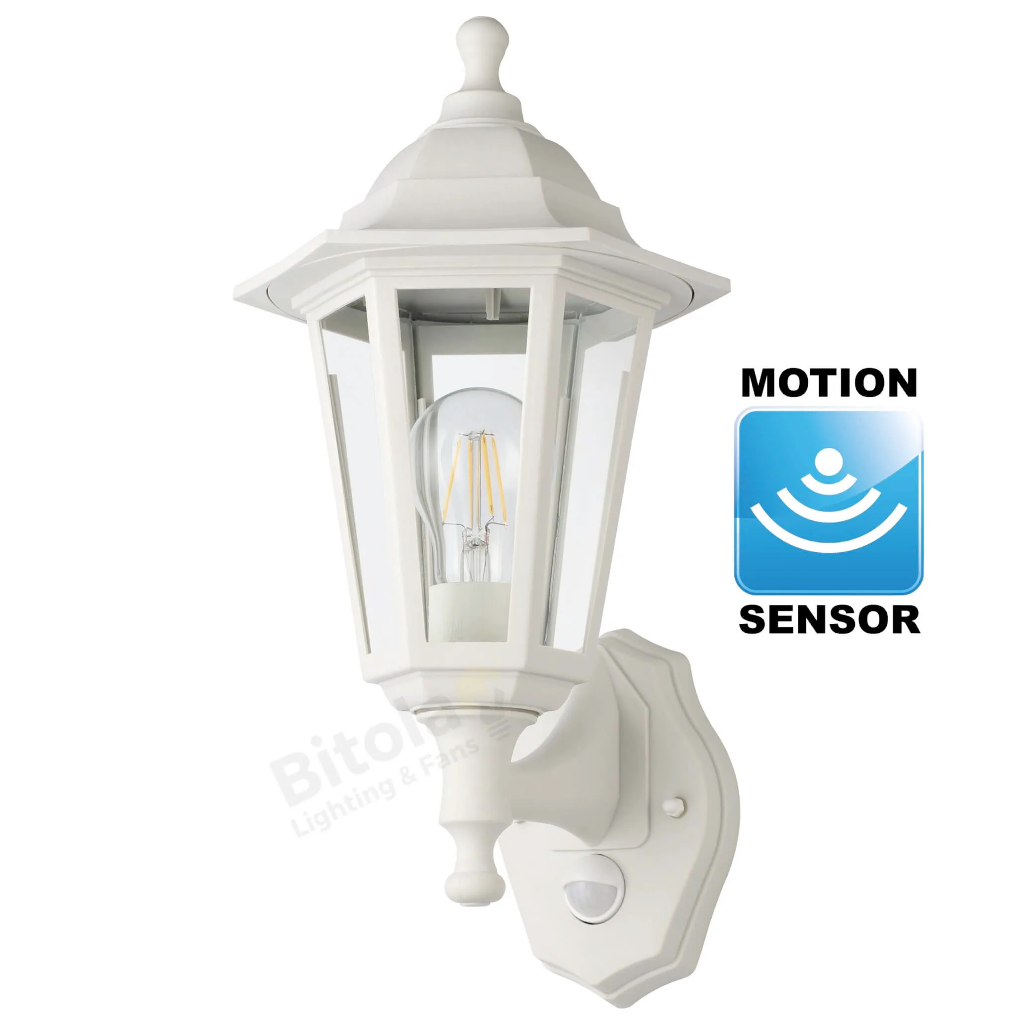 Eglo Duanera White Outdoor Wall Coach Light with PIR Motion Sensor
