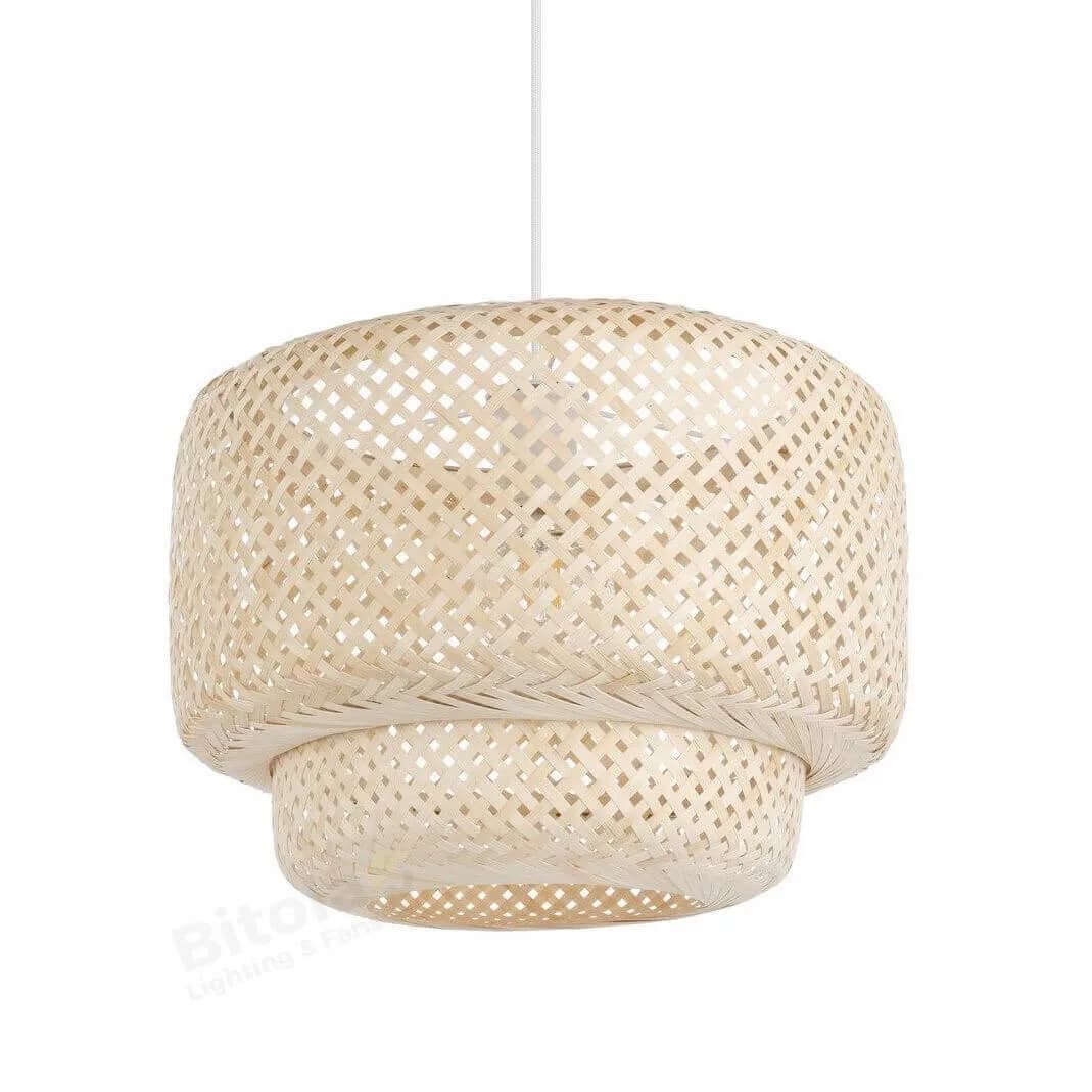 Eglo Hettonle Natural Woven Rattan 2-Tier Ceiling Pendant Light