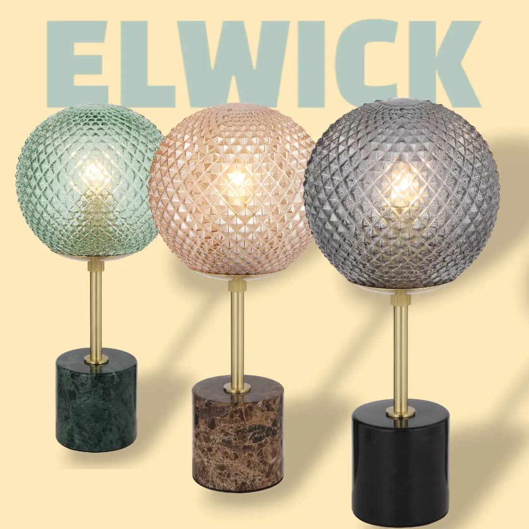Telbix Elwick Retro Table Lamp with Faceted Glass Shade