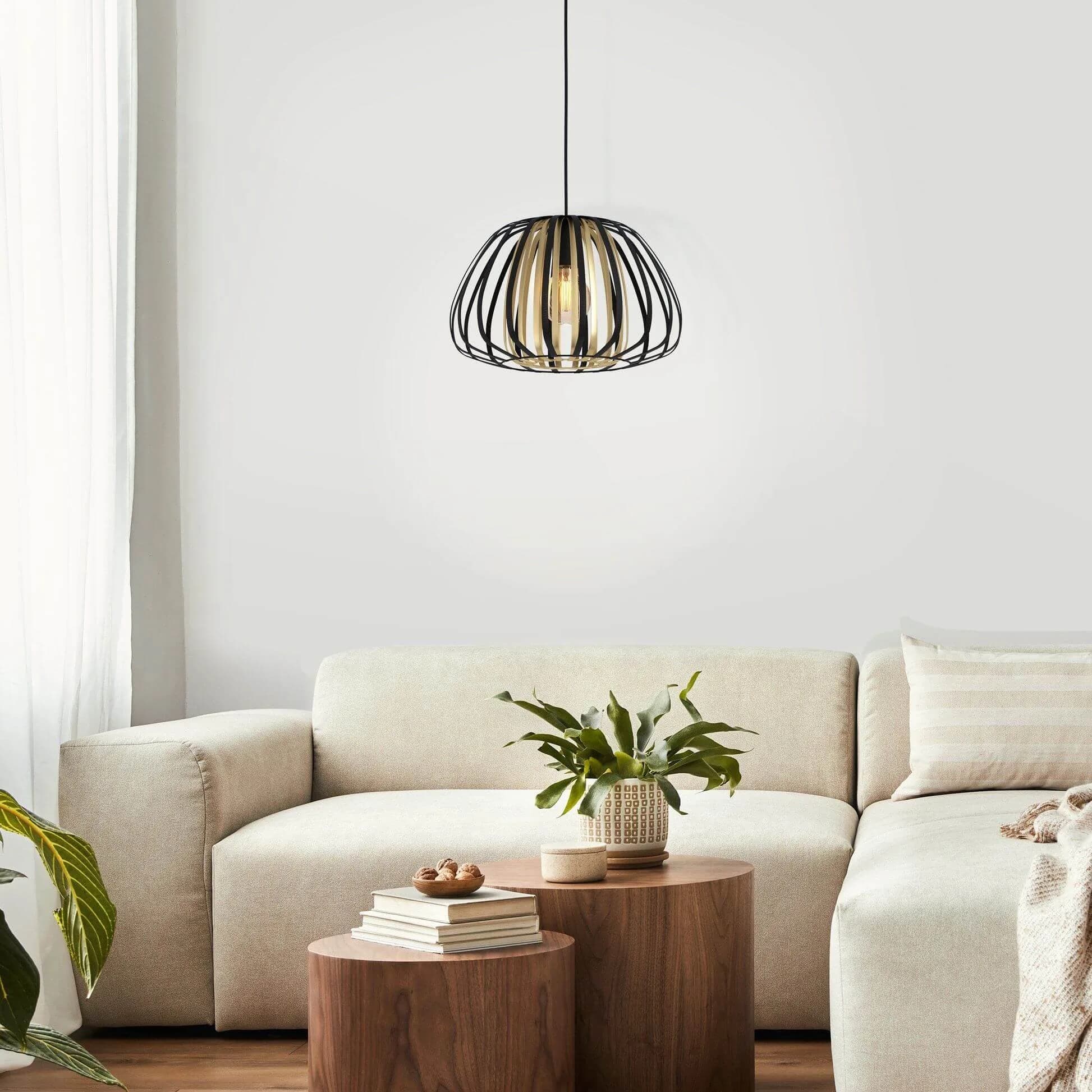 Eglo Encinitos Large 1 Light Ceiling Pendant - Black and Brass