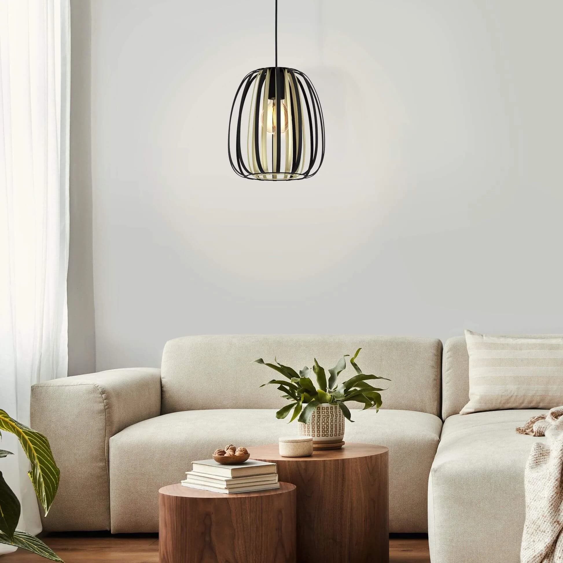 Eglo Encinitos Small 1 Light Ceiling Pendant - Black and Brass