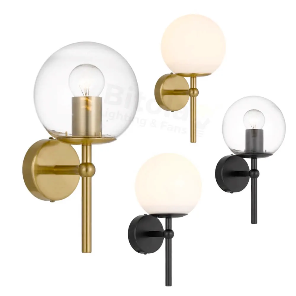 Telbix Eterna 1 Light Wall Lamp Sconce in Black or Gold - IP44 Rated