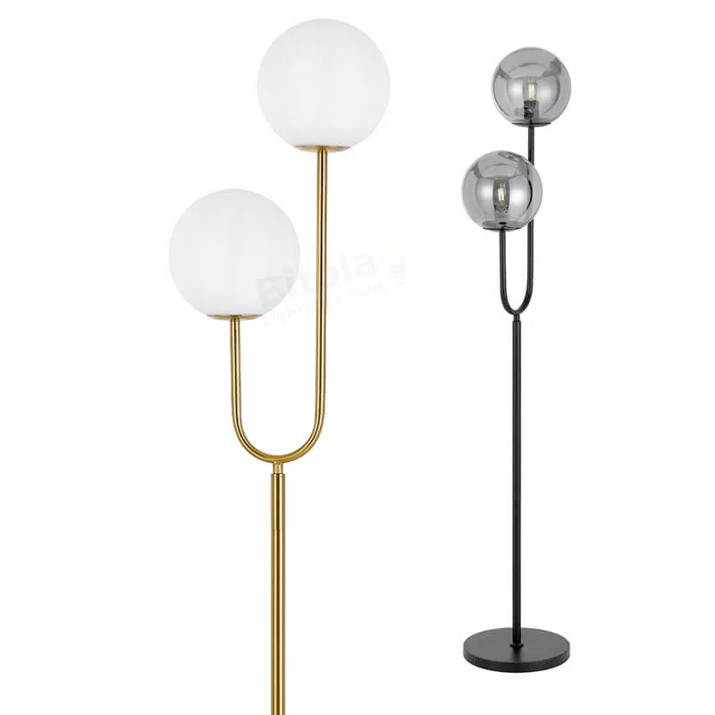 Telbix Eterna 2 Light Floor Lamp with Opal Glass Ball Shades