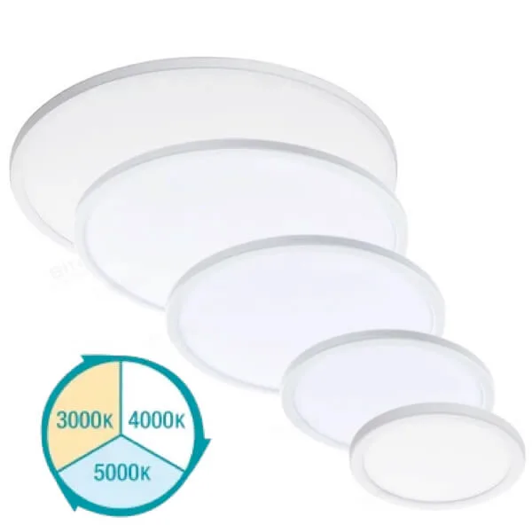 Martec Fino White Slim 25mm Flush Mount Tri-Colour LED Ceiling Oyster Lights