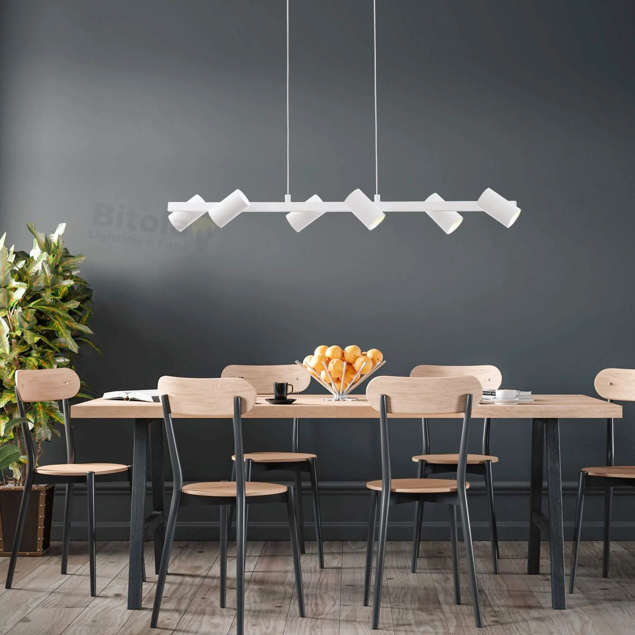 Eglo Gatuela White 6 Light Linear Bar Ceiling Pendant