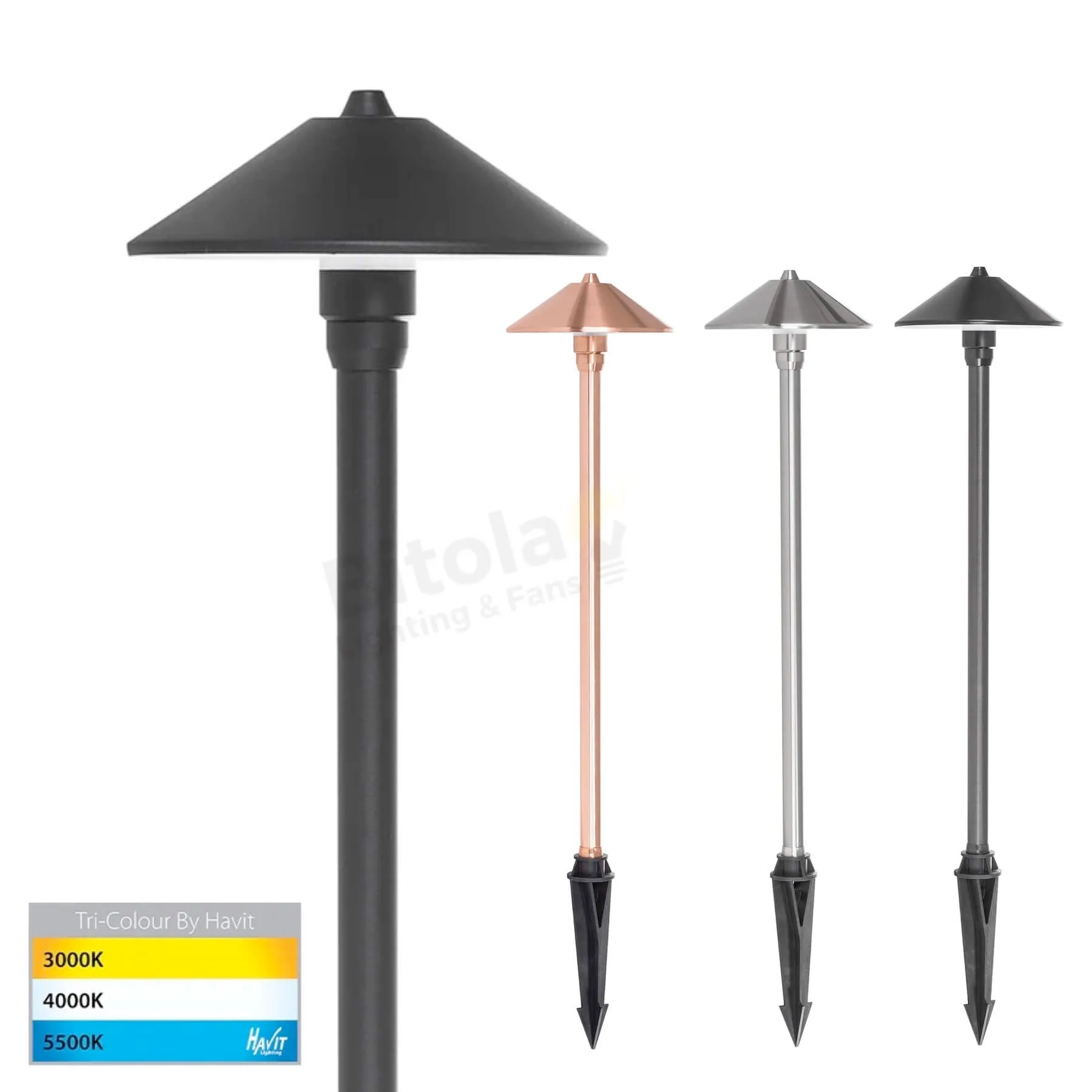 Havit Bitta HV1453T Hooded Tri-Colour 12v LED Garden Spike Light