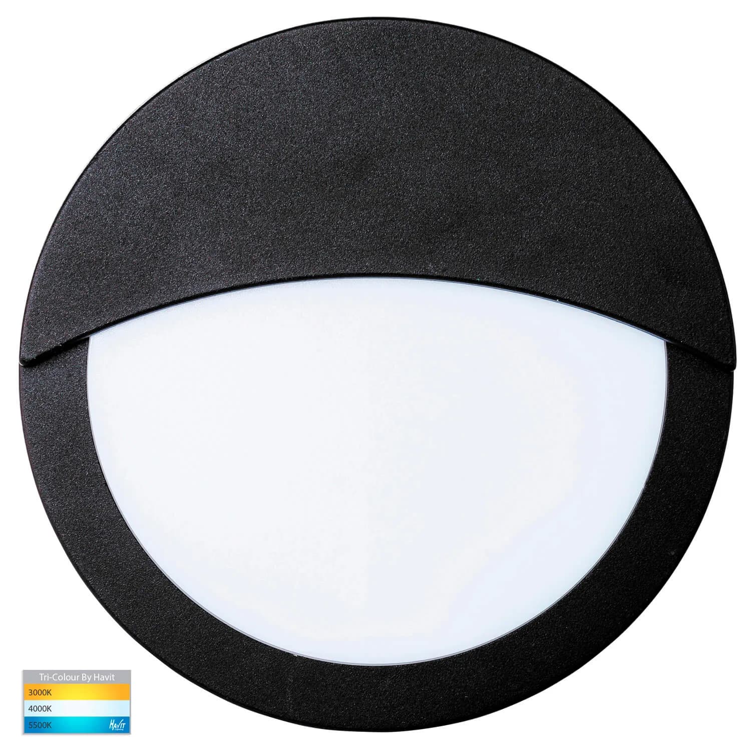 Havit Roto HV36012T-BLK 10w LED Tri-Colour Outdoor Bunker Wall Light with Eyelid