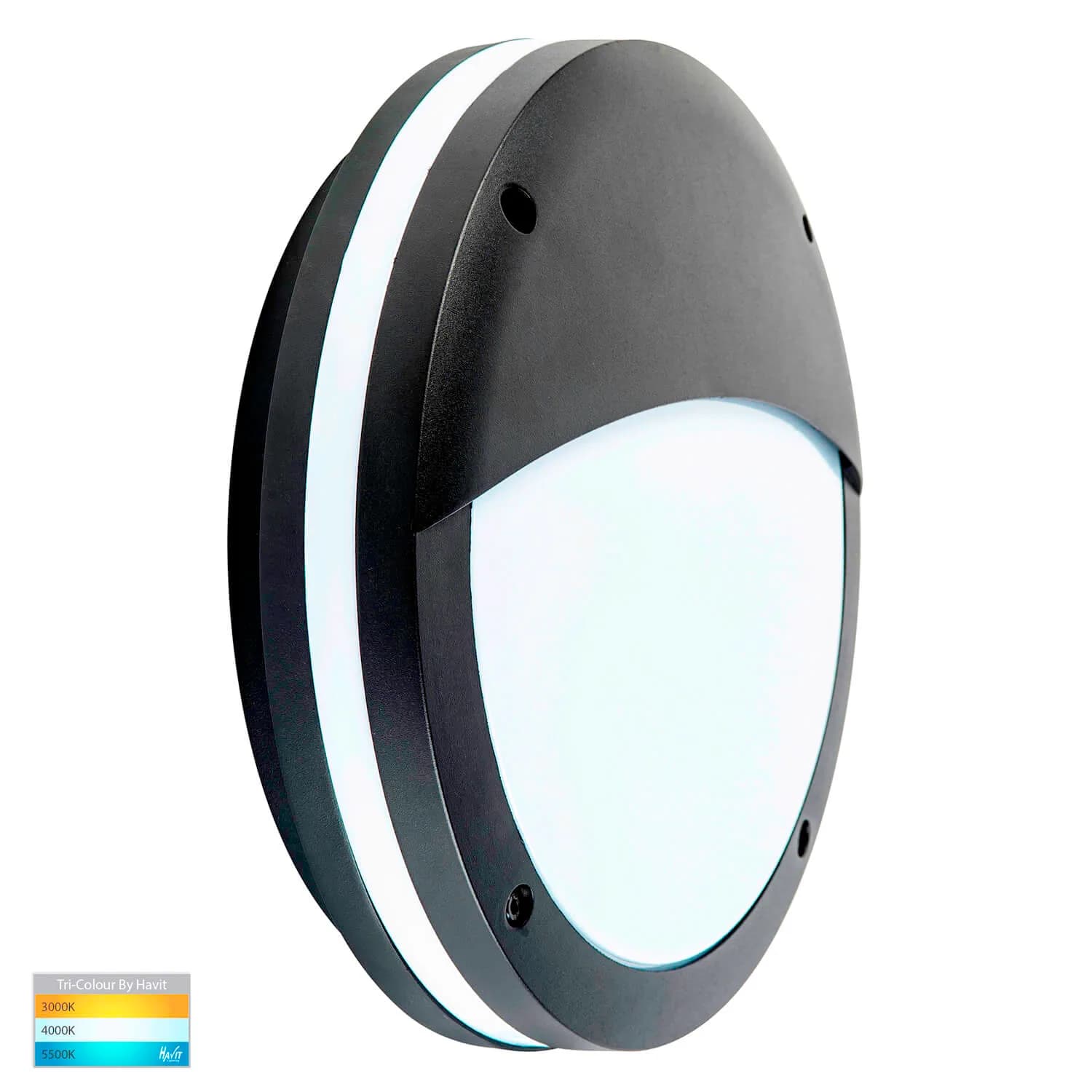 Havit Stor HV3671T-BLK 30w LED Tri-Colour Outdoor Bunker Wall Light with Eyelid