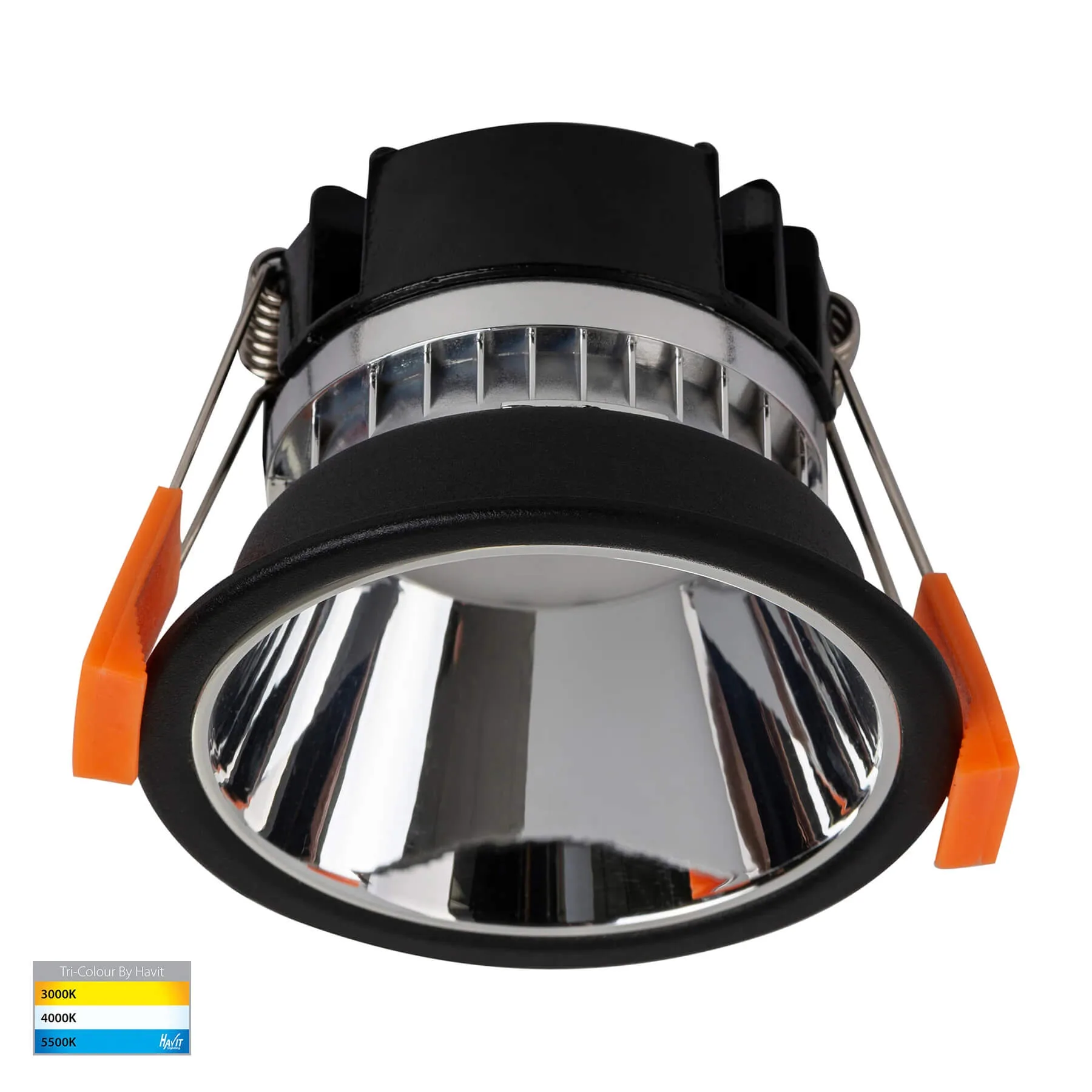 Havit Gleam HV5529T-BC Black with Chrome Insert Tri-Colour 9w LED Downlight - 76mm Cutout