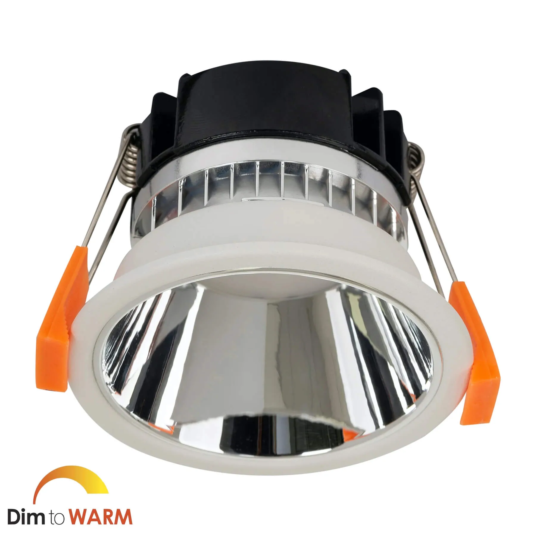 Havit Gleam HV5529D2W-WC White with Chrome Insert Dim-To-Warm 9w LED Downlight - 76mm Cutout