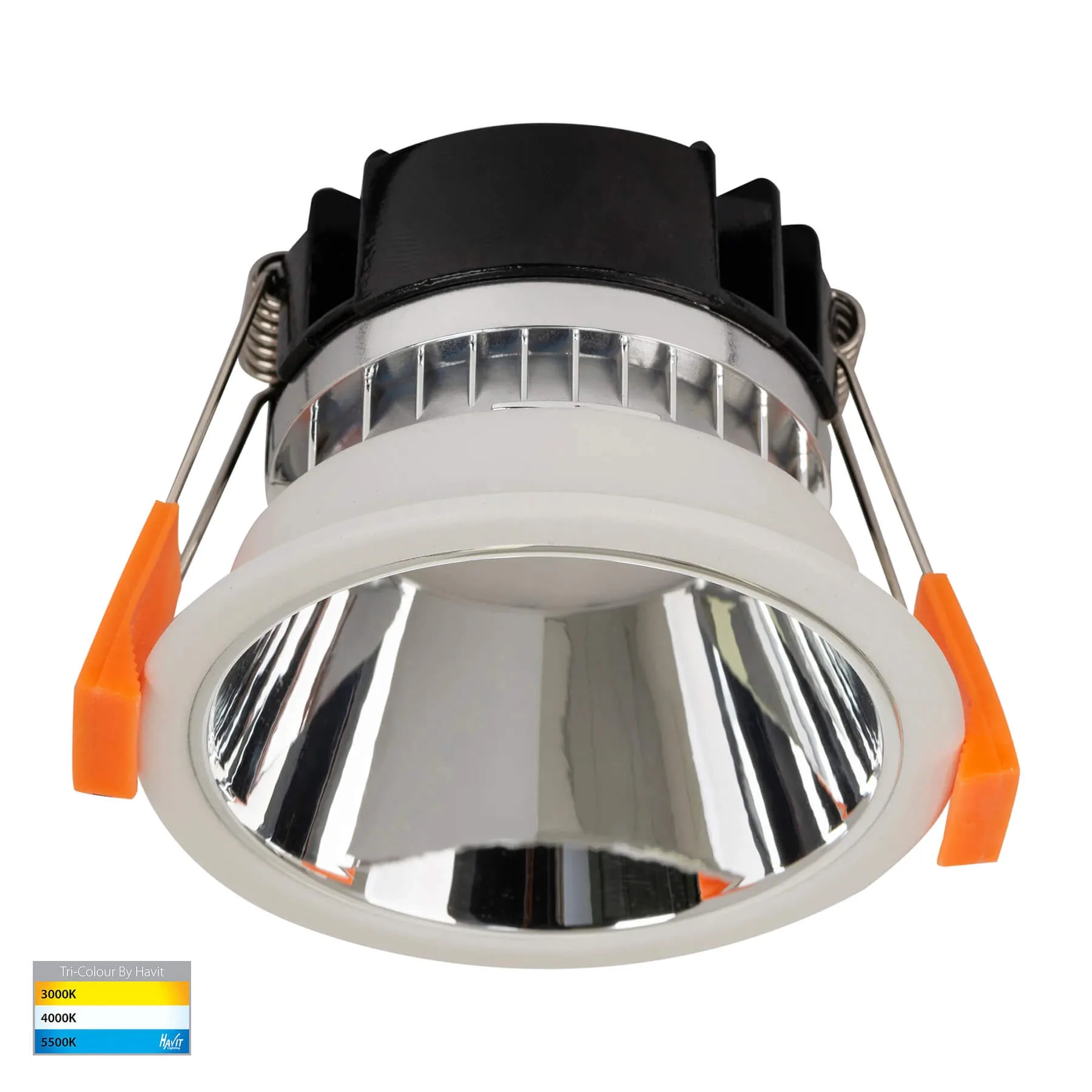 Havit Gleam HV5529T-WC White with Chrome Insert Tri-Colour 9w LED Downlight - 76mm Cutout
