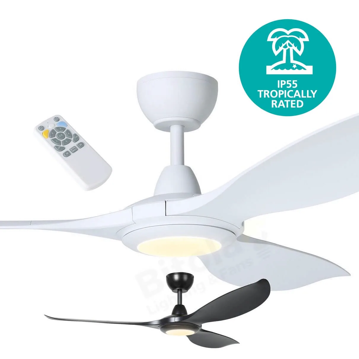 Eglo Kurrawa 60" IP55 Rated 3 Blade ABS DC Ceiling Fan with Light & Remote