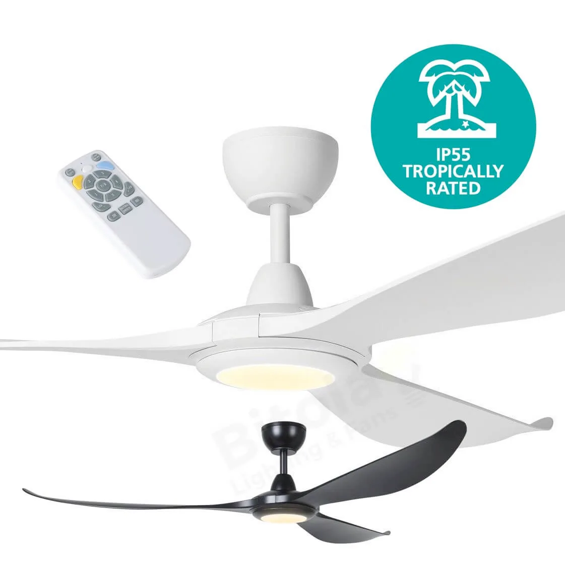 Eglo Kurrawa 72" IP55 Rated 3 Blade ABS DC Ceiling Fan with Light & Remote