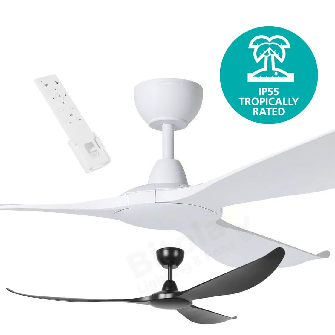Eglo Kurrawa 72" IP55 Rated 3 Blade ABS DC Ceiling Fan with Remote