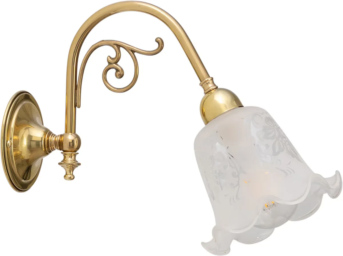 Lighting Inspirations Victoriana Wall Light Polished Brass with 5008 29mm Frost Etch Shade