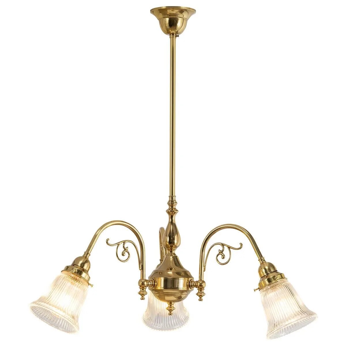 Lighting Inspirations Victoriana 3 Light Pendant Polished Brass with Zipper 23 Clear Shades