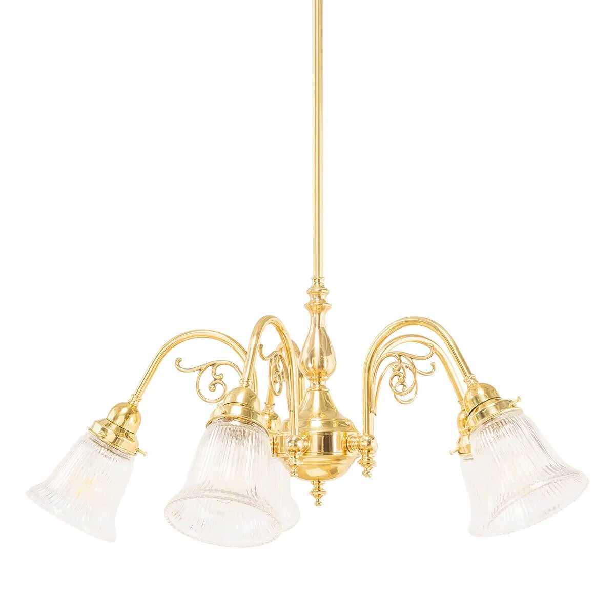 Lighting Inspirations Victoriana 5 Light Pendant Polished Brass with Zipper 23 Clear Shades