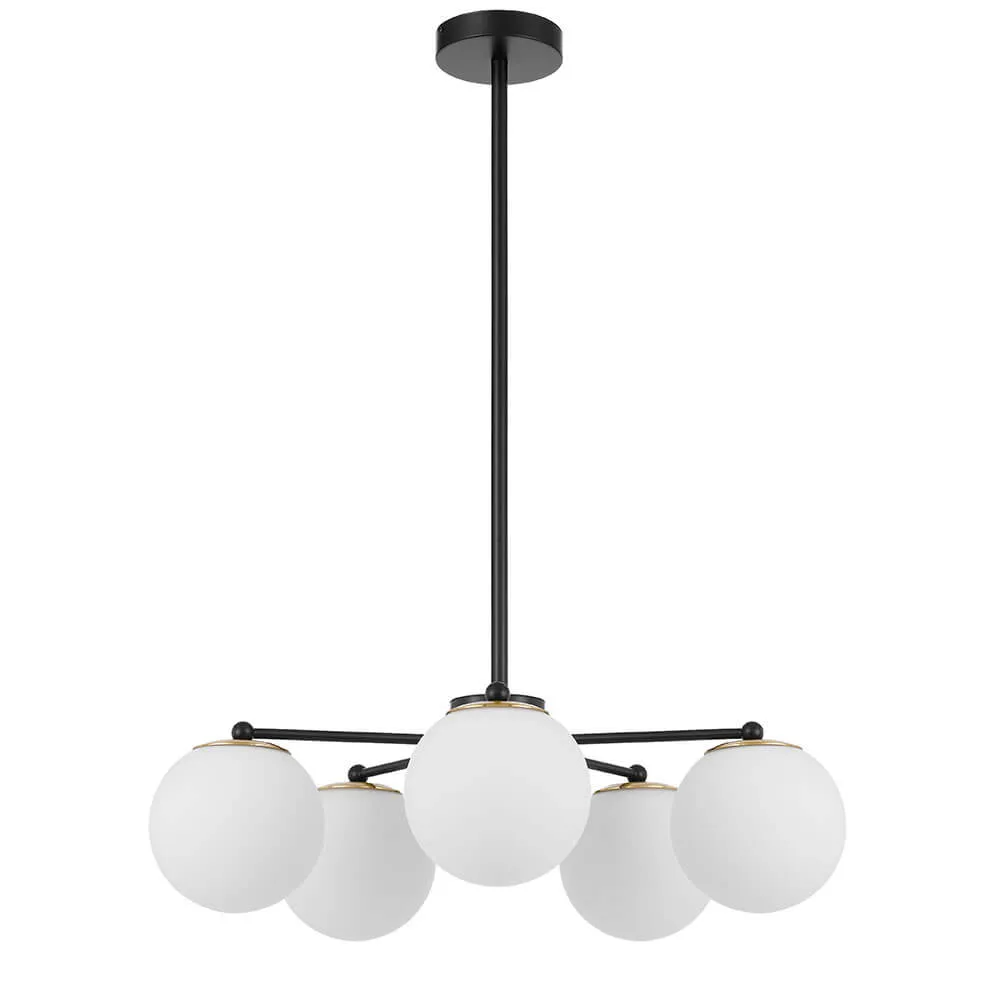 Telbix Marsten 5 Light Ceiling Pendant with Frosted Glass Ball Shades