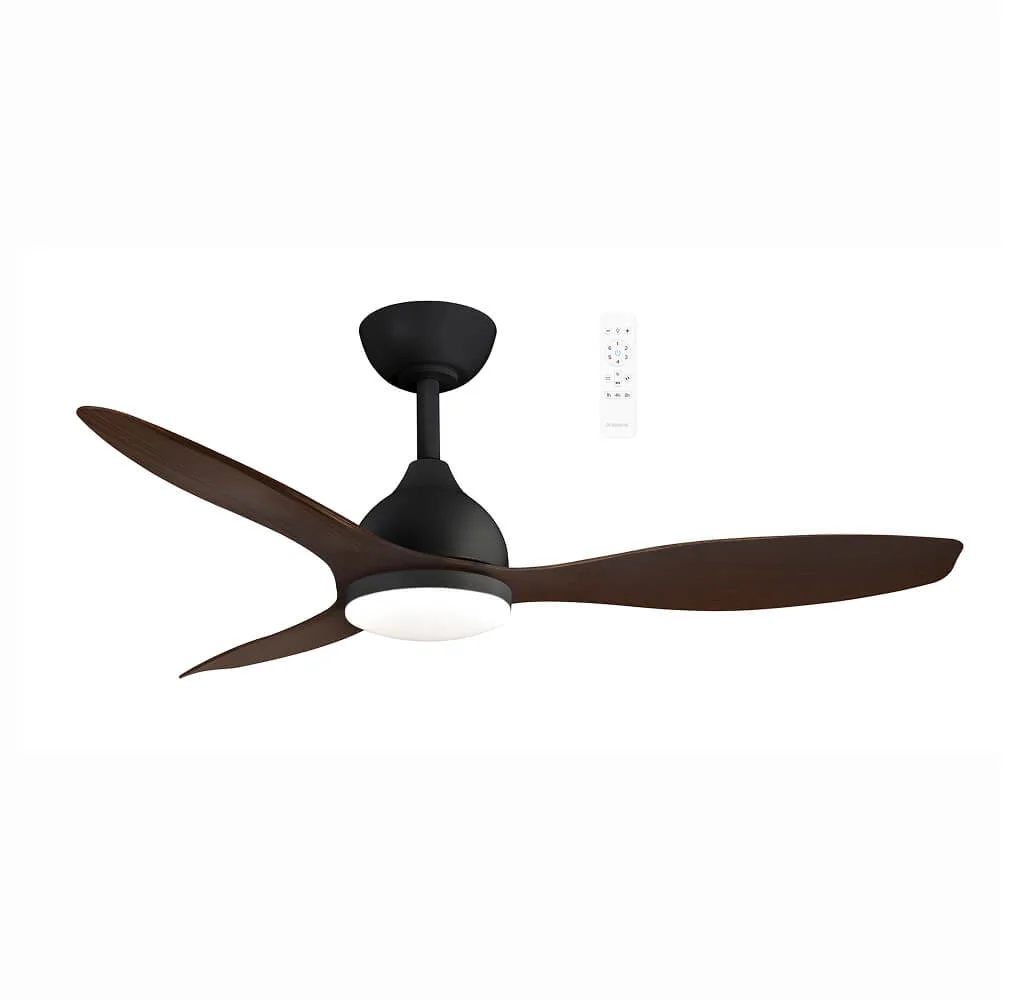Martec Elite DC 132cm 3 Blade WIFI Ceiling Fan with LED Light - Matt Black/Walnut