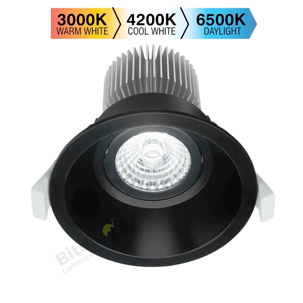 Brilliant Mini Trim II Black Gimble Tilt Tri-Colour 10w LED Downlight