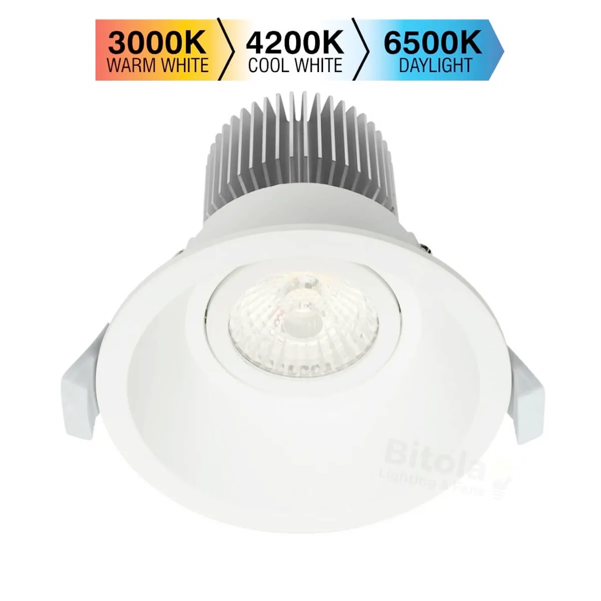 Brilliant Mini Trim II White Gimble Tilt Tri-Colour 10w LED Downlight
