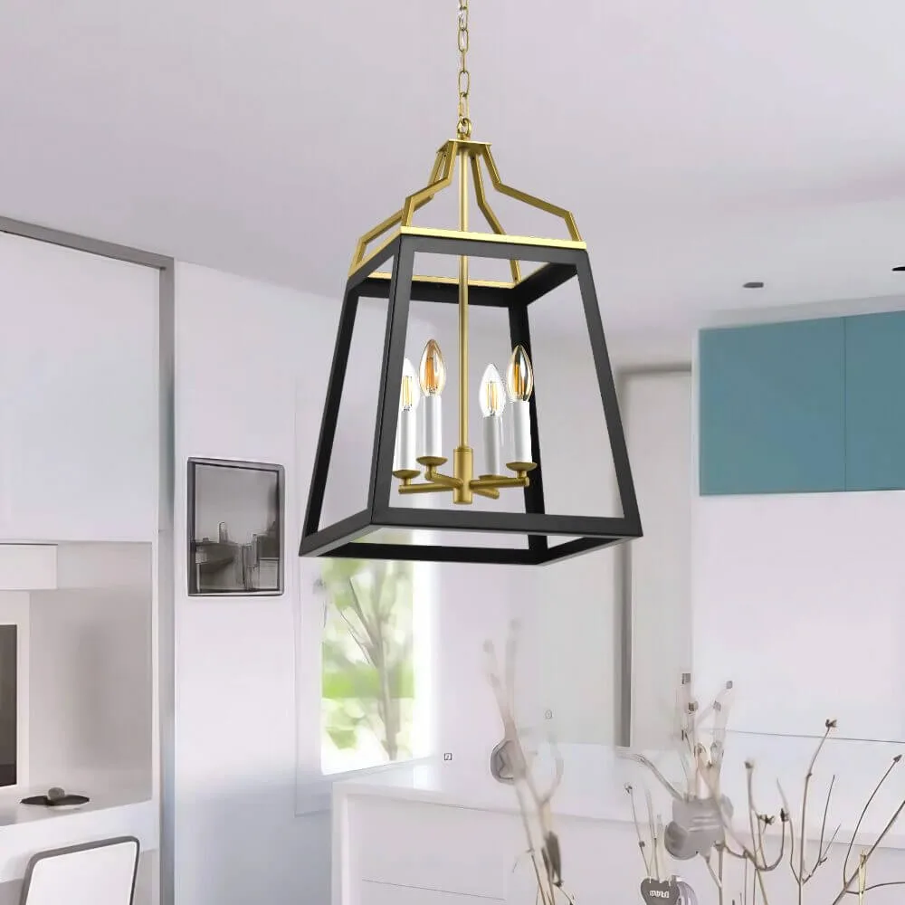 Telbix Monteal 4 Light Ceiling Pendant - Black / Antique Gold