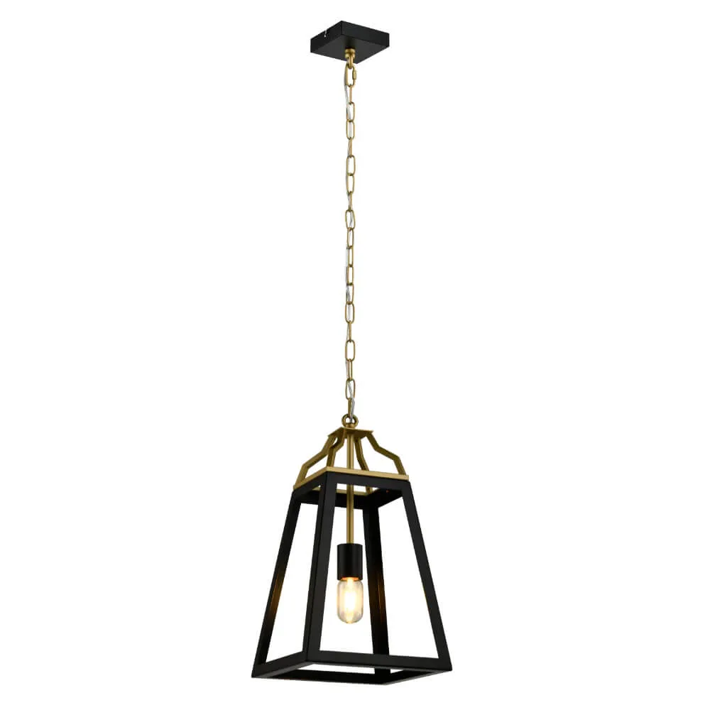 Telbix Monteal 1 Light Ceiling Pendant - Black / Antique Gold