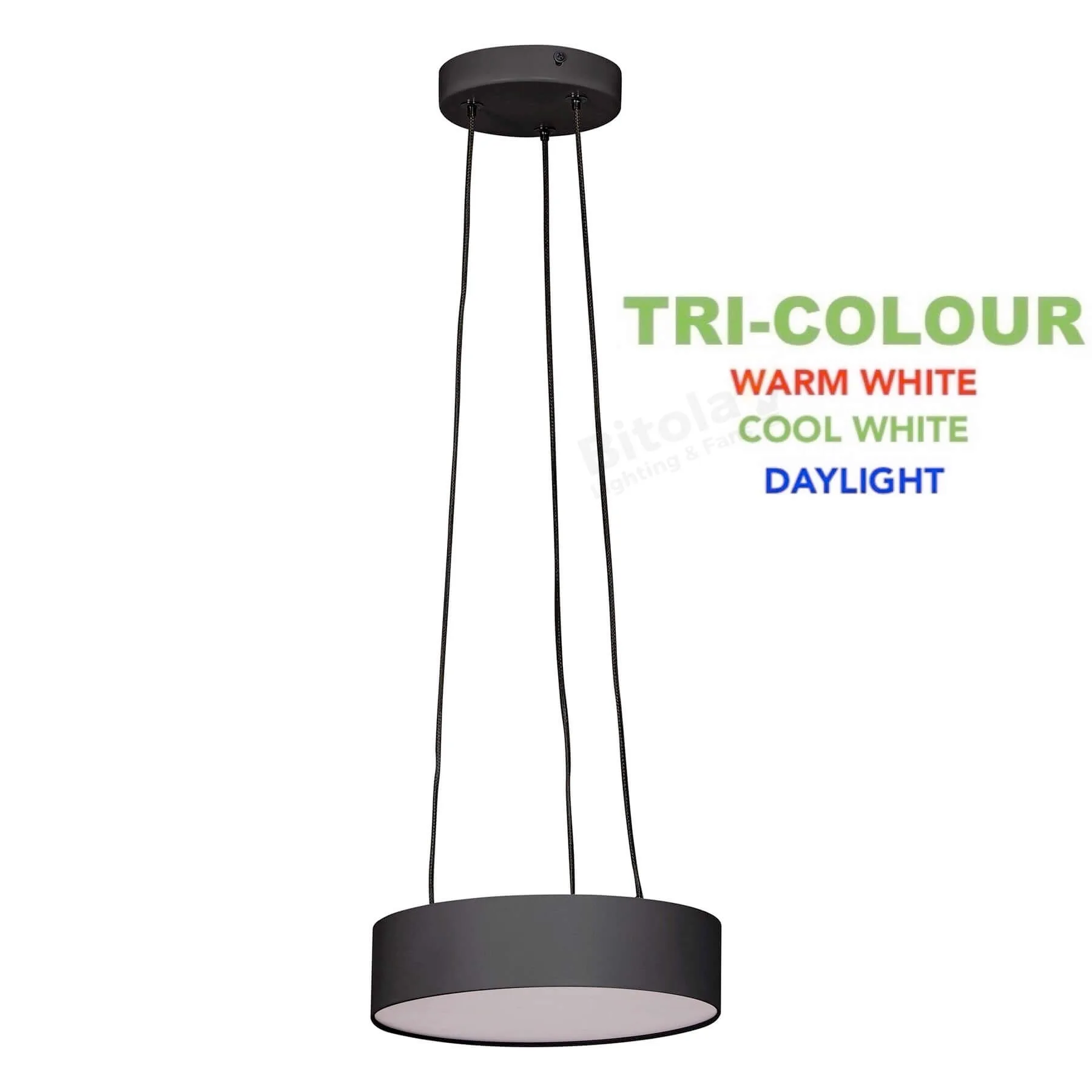 Havit Nella Black 220mm Tri-Colour 20w LED Ceiling Pendant Light