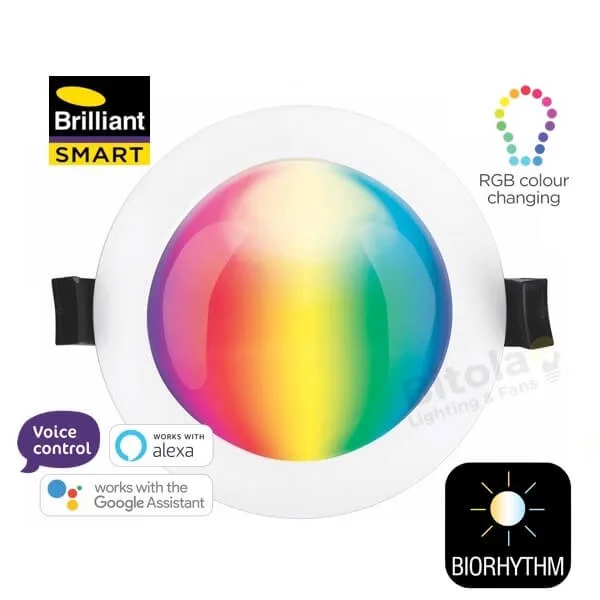 Brilliant Smart Prism Series II WiFI RGB + White 10w LED Downlight with Biorhythm