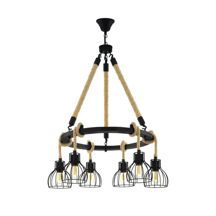 Eglo Rampside Rustic Rope 6 Light Pendant