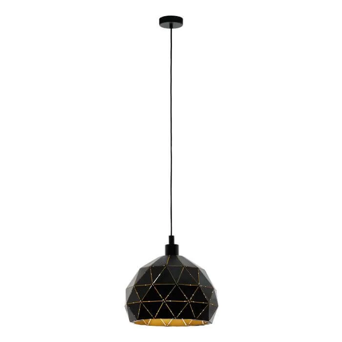 Eglo Roccaforte Large 400mm Black and Gold Ceiling Pendant Light