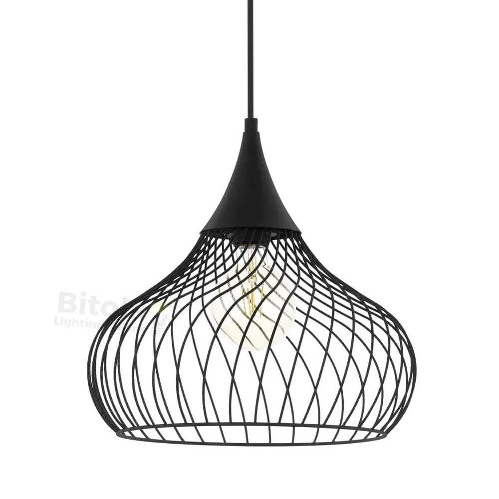 Eglo Staverton Steel Wire Cage Ceiling Pendant in Black