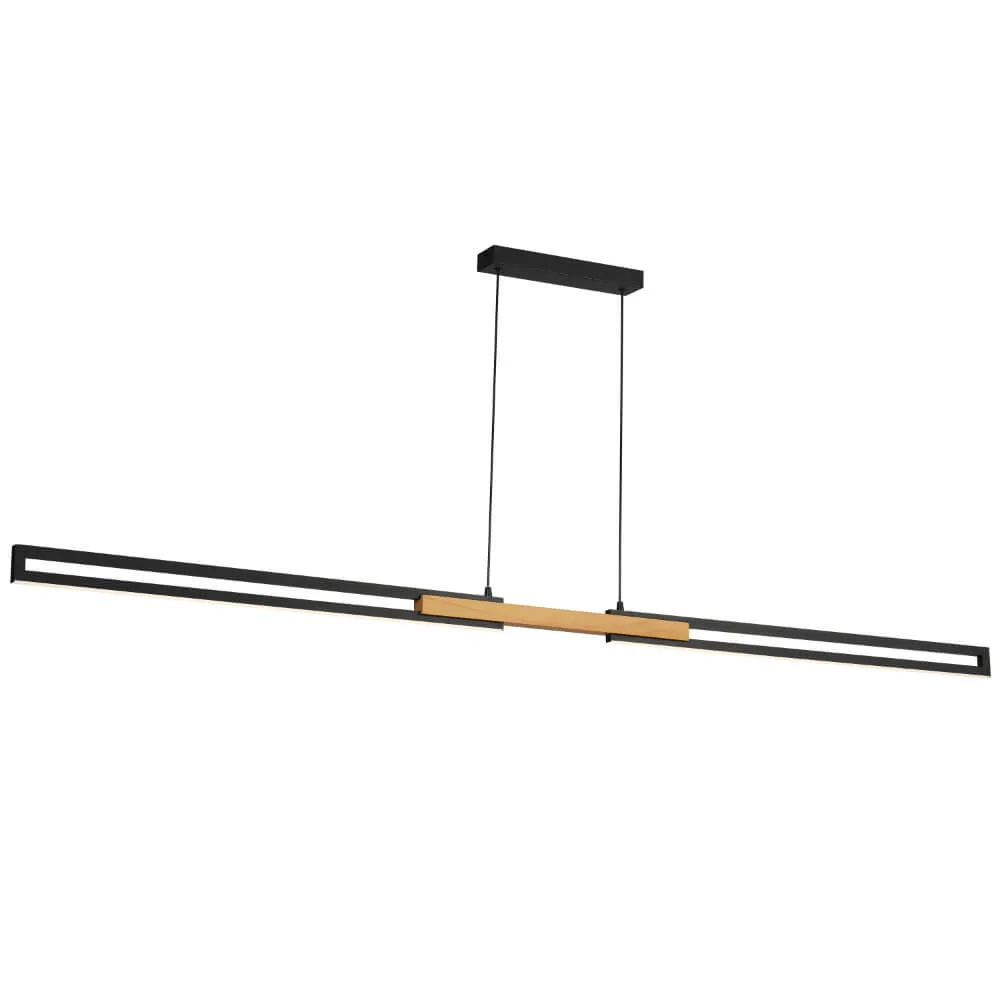 Telbix Thorin 180cm Linear Pendant Black Oak Wood