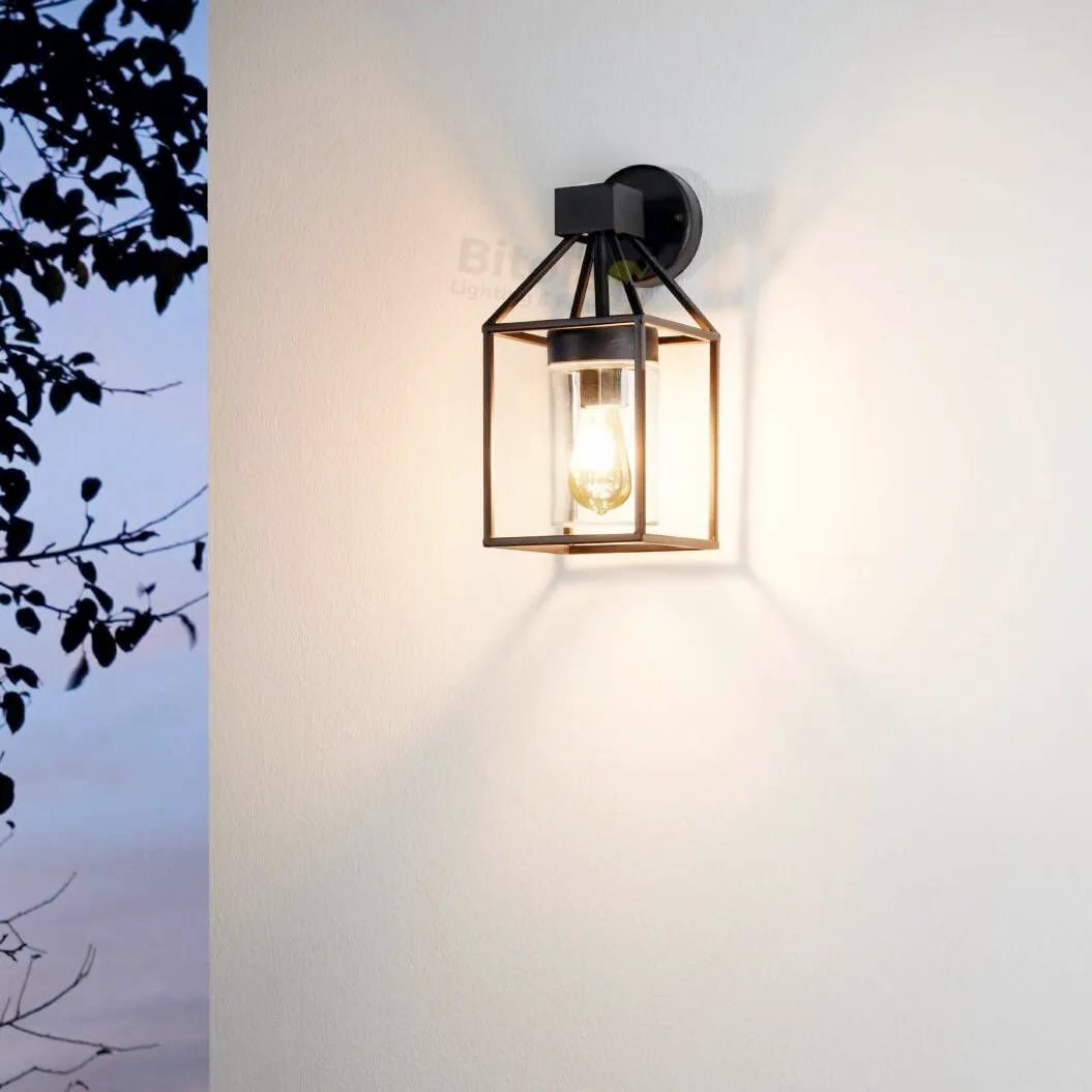 Eglo Trecate Outdoor Lantern Wall Light - Metal and Glass
