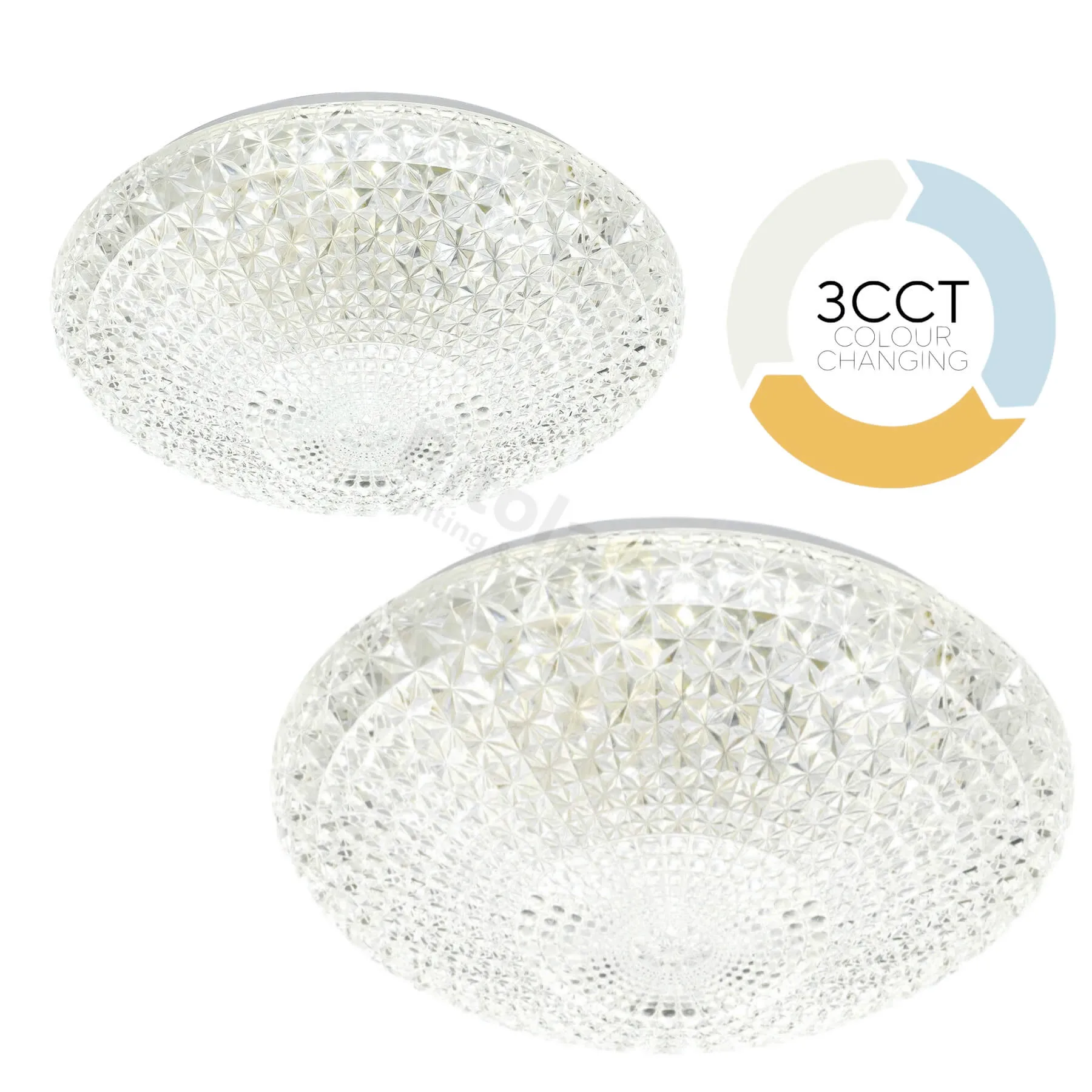 Telbix Lilac Diamante Crystal Look LED Ceiling Oyster Light in 2 Sizes
