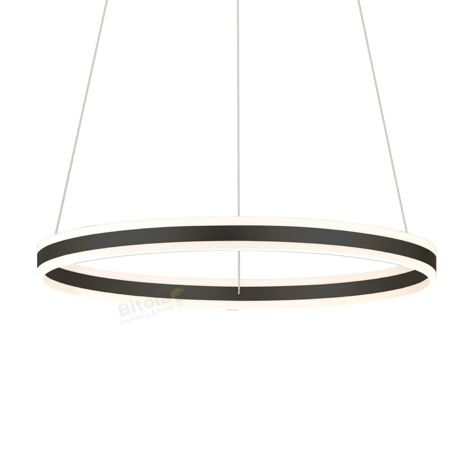 Eglo Tonarella 1 Halo Ring 80cm Dimmable LED Ceiling Pendant Light in Black