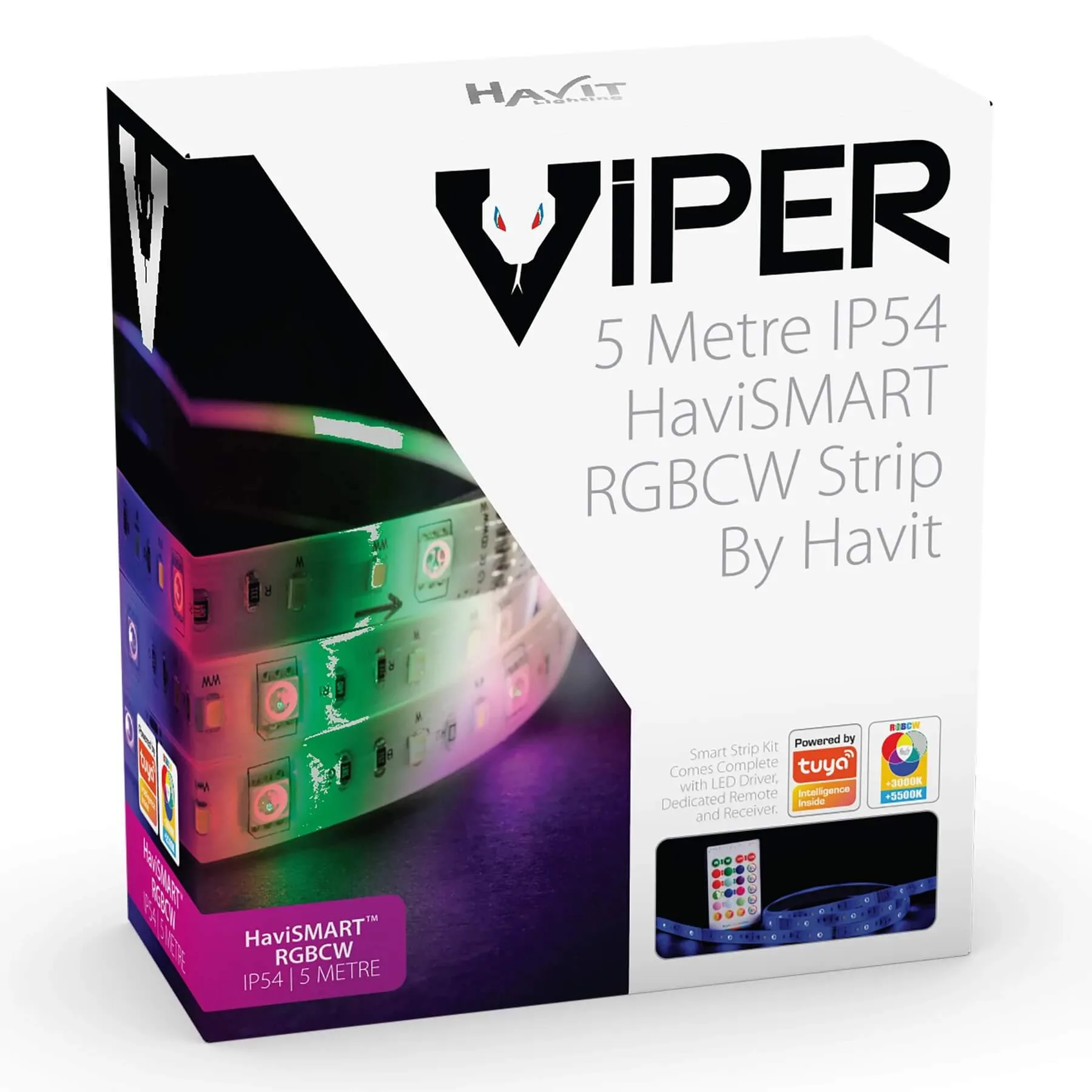 Havit Viper Smart WiFi RGBCW Colour Changing IP54 LED Strip Light Kit - HaviSMART