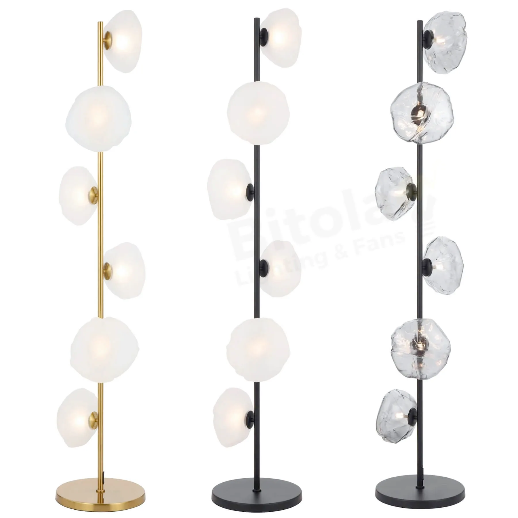 Telbix Zecca 6 Light Floor Lamp with Burlap Texture Glass Shades