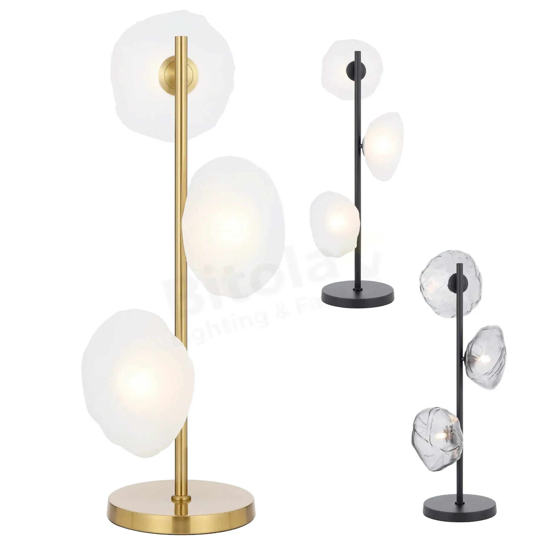 Telbix Zecca 3 Light Table Lamp with Burlap Texture Glass Shades