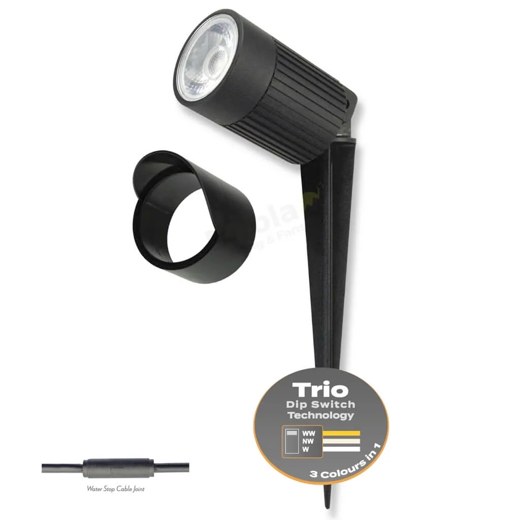 Domus Zoom Pro 12w LED Trio CCT Garden Spike Light with Hood