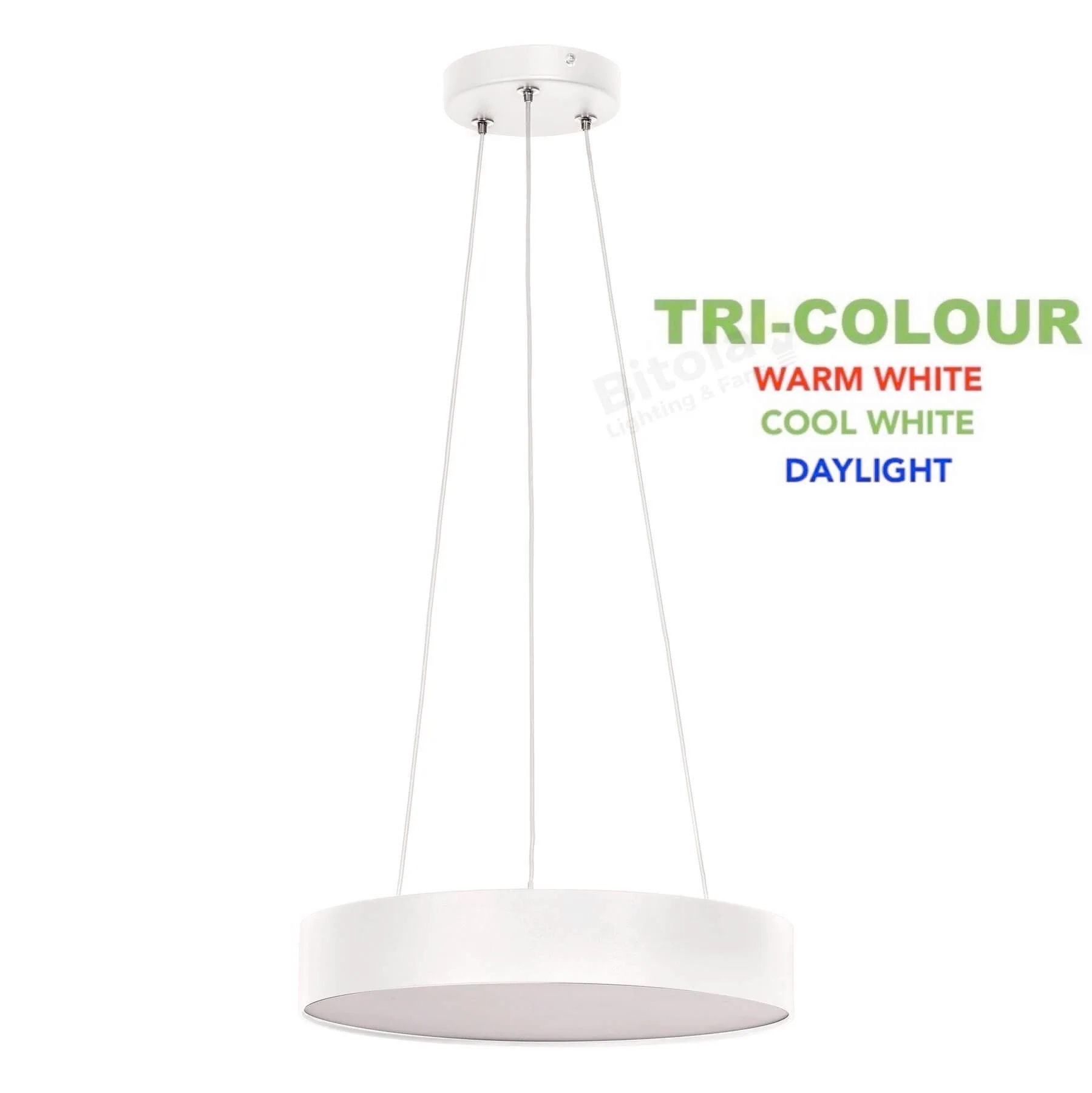 Havit Nella White 320mm Tri-Colour 30w LED Ceiling Pendant Light